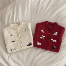 Baby Knit Cardigan or Romper with Animal Embroidery, Toddler Button Sweater