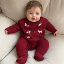 Baby Knit Cardigan or Romper with Animal Embroidery, Toddler Button Sweater