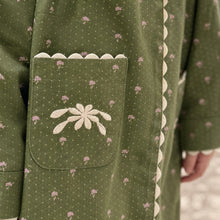 Girls Olive Cotton Dress, Floral Embroidered Pinafore or Long Sleeve Style
