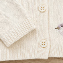 Toddler Girl Fall Cardigan, Rabbit Embroidered Knit Sweater, Pink or Beige