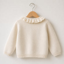 Toddler Girl Fall Cardigan, Rabbit Embroidered Knit Sweater, Pink or Beige