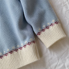 Girls Retro Jacquard Hooded Cardigan, Yellow or Blue