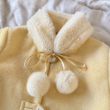 Girls Yellow Faux Fur Collar Jacket and Skirt Set, 2-Piece Fall Outfit