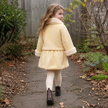 Girls Yellow Faux Fur Collar Jacket and Skirt Set, 2-Piece Fall Outfit