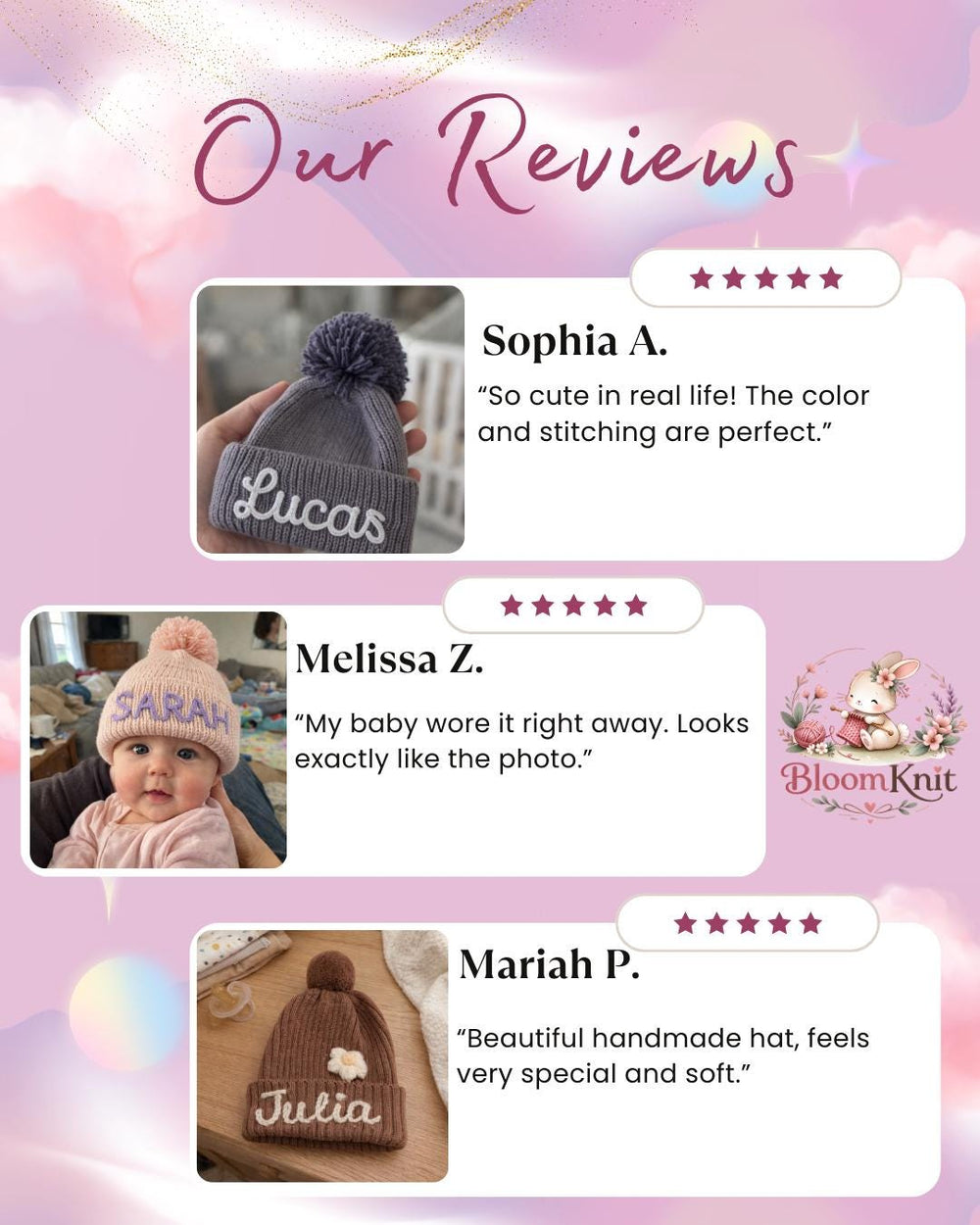 Custom Embroidered Name Newborn Knit Hat, Personalized Baby Beanie, Keepsake Gift