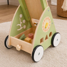 Wooden Baby Walker with Activity Center, Montessori Push Toy for Toddlers, First Birthday Gift