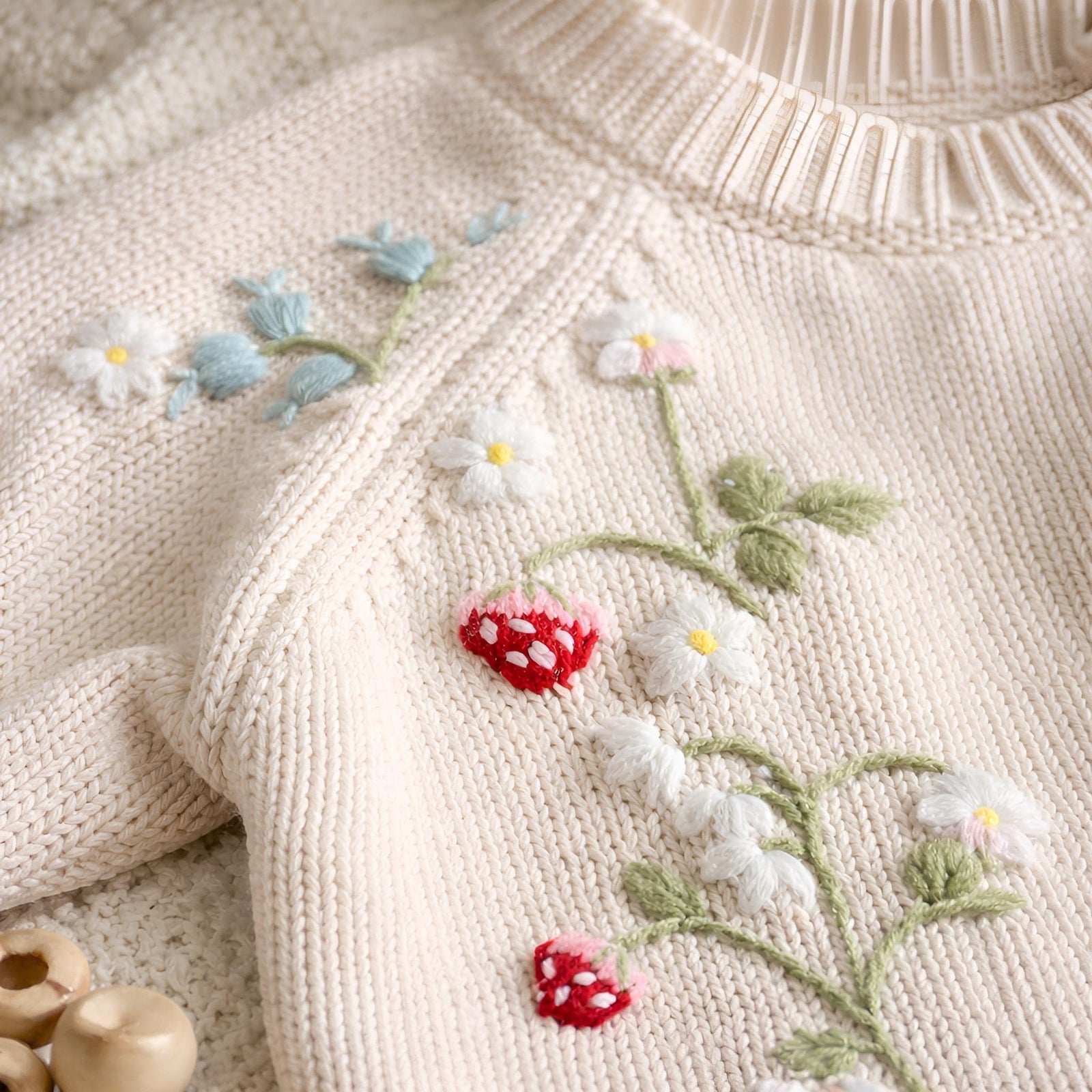 Strawberry Knit Kids Cardigan, Embroidered Girls Sweater, Cute Toddler Knit Cardigan, Floral Children Sweater, Cozy Fall Kids Outfit
