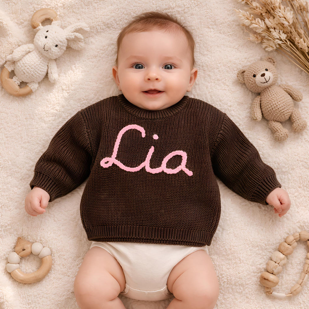 Custom Embroidered Baby Name Sweater: Soft Knit Keepsake Gift