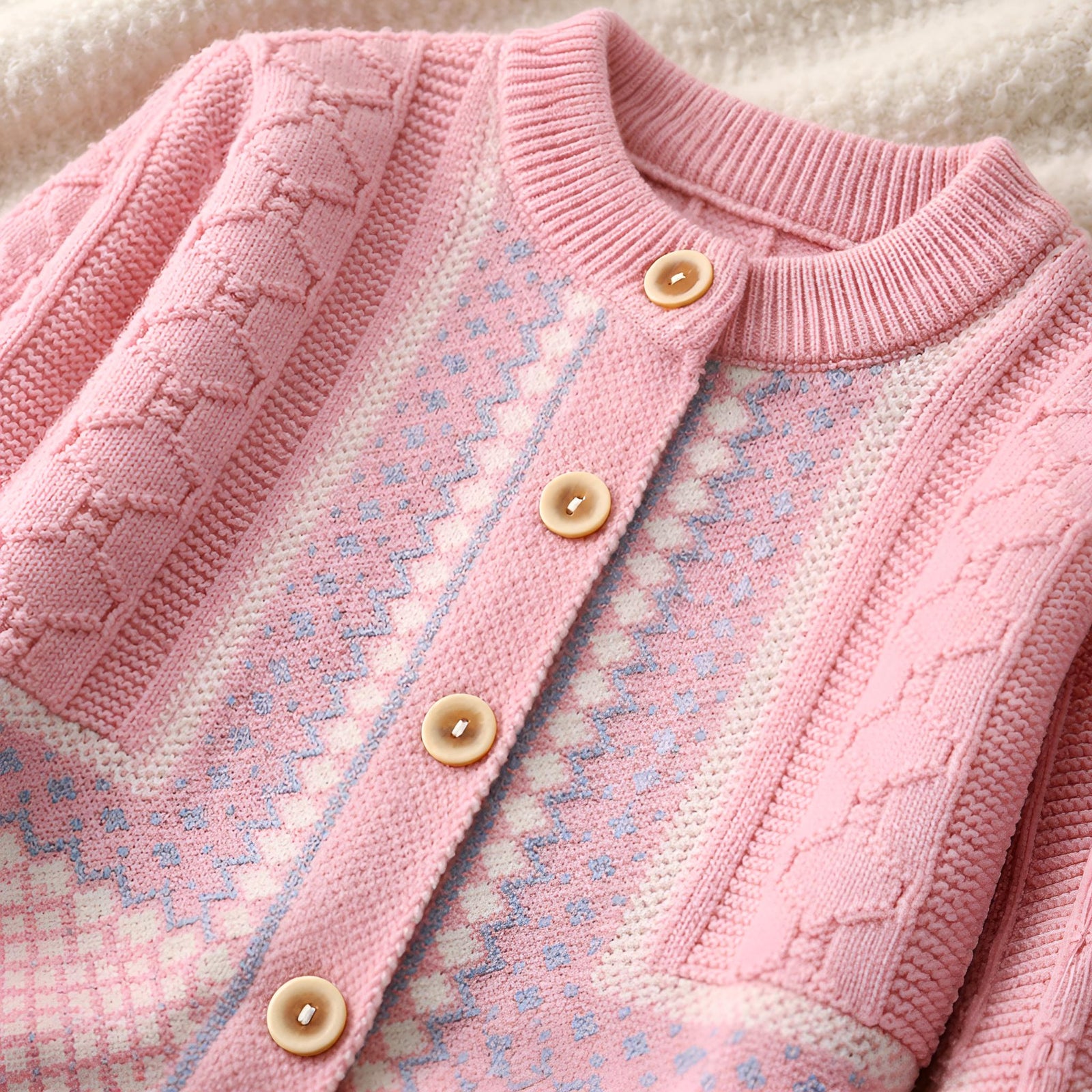 Toddler Girls Retro Jacquard Knit Sweater Set, Cozy Fall Outfit Ages 2-6