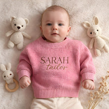 Custom Embroidered Baby Name Sweater – Cozy Knit Pullover for Boys Girls