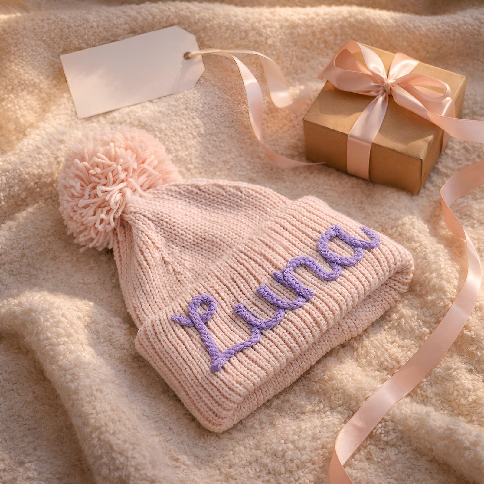 Custom Embroidered Name Newborn Knit Hat, Personalized Baby Beanie, Keepsake Gift