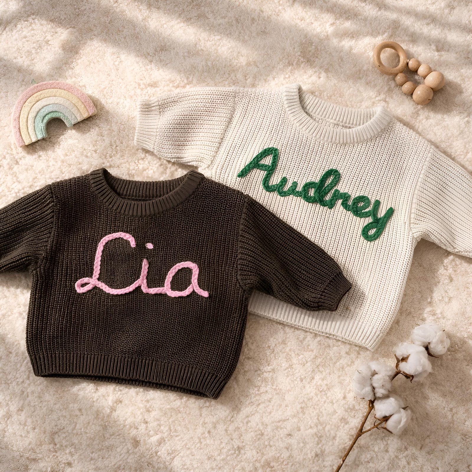 Custom Embroidered Baby Name Sweater: Soft Knit Keepsake Gift