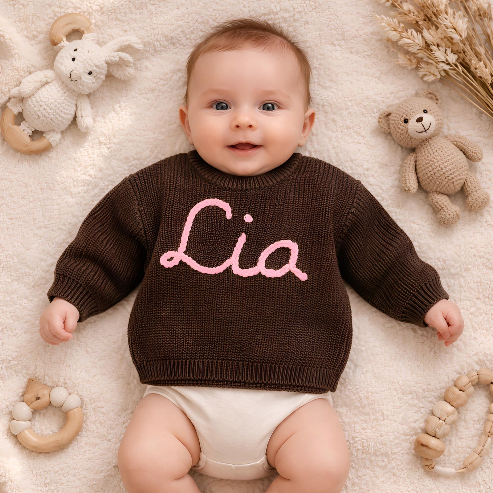 Custom Embroidered Baby Name Sweater: Soft Knit Keepsake Gift