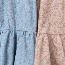 Girls Floral Tiered Dress, Blue or Pink Long Sleeve Outfit
