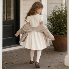 Girls Bunny Bow Cotton Dress, Ivory or Pink Short Sleeve Outfit