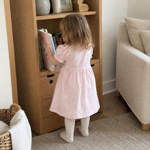 Girls Bunny Bow Cotton Dress, Ivory or Pink Short Sleeve Outfit