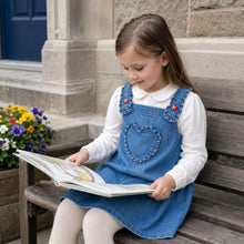 Girls Denim Pinafore Dress, Heart Pocket Western Toddler Jumper