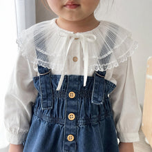Girls Denim Pinafore Dress Set or Ivory Pleated Dress