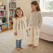 Girls Floral Embroidered Cotton Separates, Ruffle Dress Top or Pants