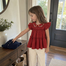 Girls Floral Embroidered Cotton Separates, Ruffle Dress Top or Pants
