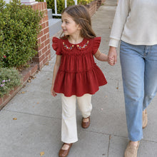 Girls Floral Embroidered Cotton Separates, Ruffle Dress Top or Pants