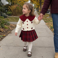 Toddler Girl Strawberry Cardigan & Plaid Skirt Set, Red or Ivory Fall Outfit