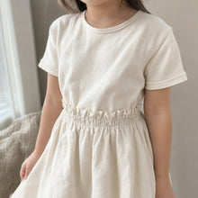 Girls Ivory Cotton Linen Dress, Neutral Back to School Outfit