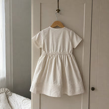 Girls Ivory Cotton Linen Dress, Neutral Back to School Outfit