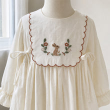 Girls Ivory Embroidered Cotton Dress, Long Sleeve Fall Toddler Outfit
