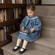 Girls Linen Sailor Dress in Black, Ivory or Blue