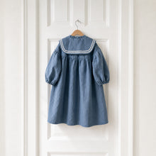 Girls Linen Sailor Dress in Black, Ivory or Blue