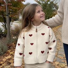 Girls Heart Knit Zip Cardigan, Red or Off-White