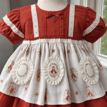 Girls Storybook Dress or Skirt Set, Red Ivory Cotton Toddler Outfit