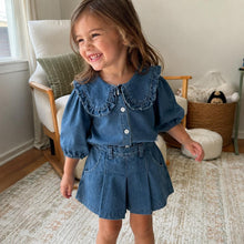 Toddler Girl Denim Outfit, Ruffle Collar Two Piece Set
