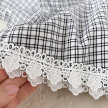 Baby Girl Plaid Two Piece Set, Cotton Sleeveless Top Shorts, Lace Trim Korean Toddler