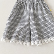 Baby Girl Plaid Two Piece Outfit, Cotton Sleeveless Top & Shorts Set, Lace Trim Korean Style Summer Toddler Clothes Gift