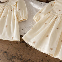 Baby Girl Cotton Dress, Peter Pan Collar, Butterfly Embroidery, Long Sleeve Toddler 1st Birthday