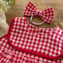 Baby Girl Red Gingham Romper Dress with Mushroom Embroidery, Cotton Sleeveless Summer Outfit, Cute Baby Shower Gift