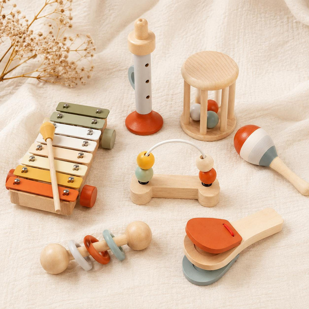 Wooden Musical Instrument Set for Toddlers, Montessori Rhythm Toy, Sensory Play Gift