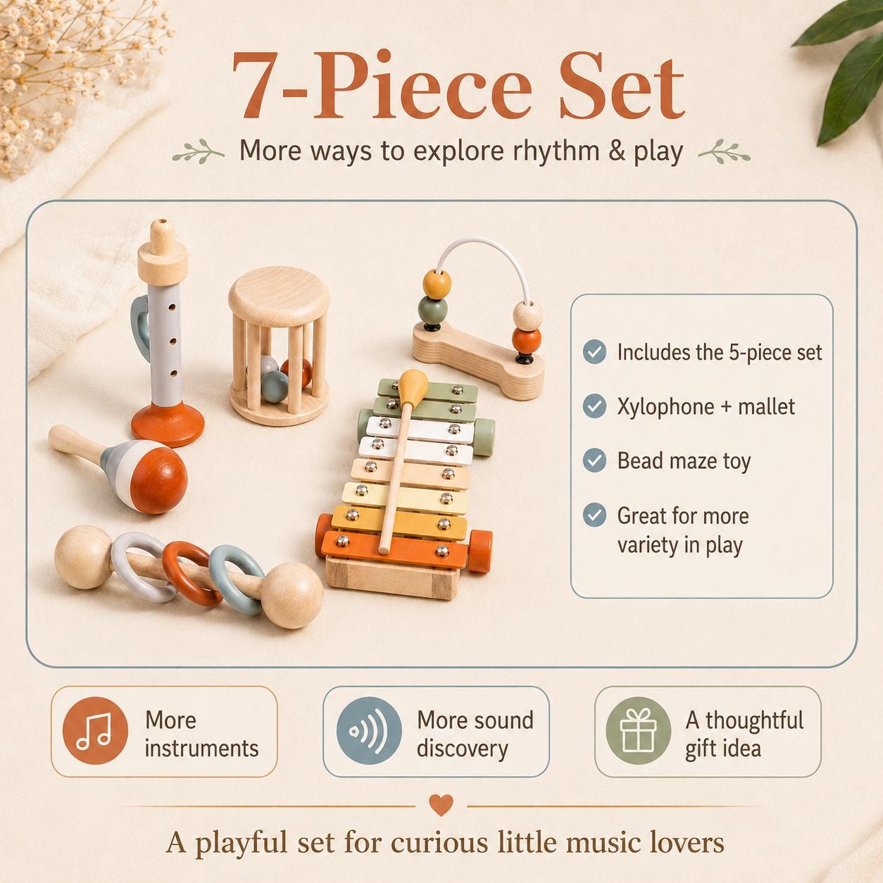 Wooden Montessori Musical Instrument Set for Toddlers product image 10