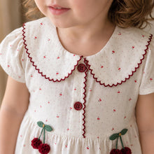 Baby Girl Cherry Dress, Cotton Summer Dress with Peter Pan Collar, Toddler Birthday Outfit