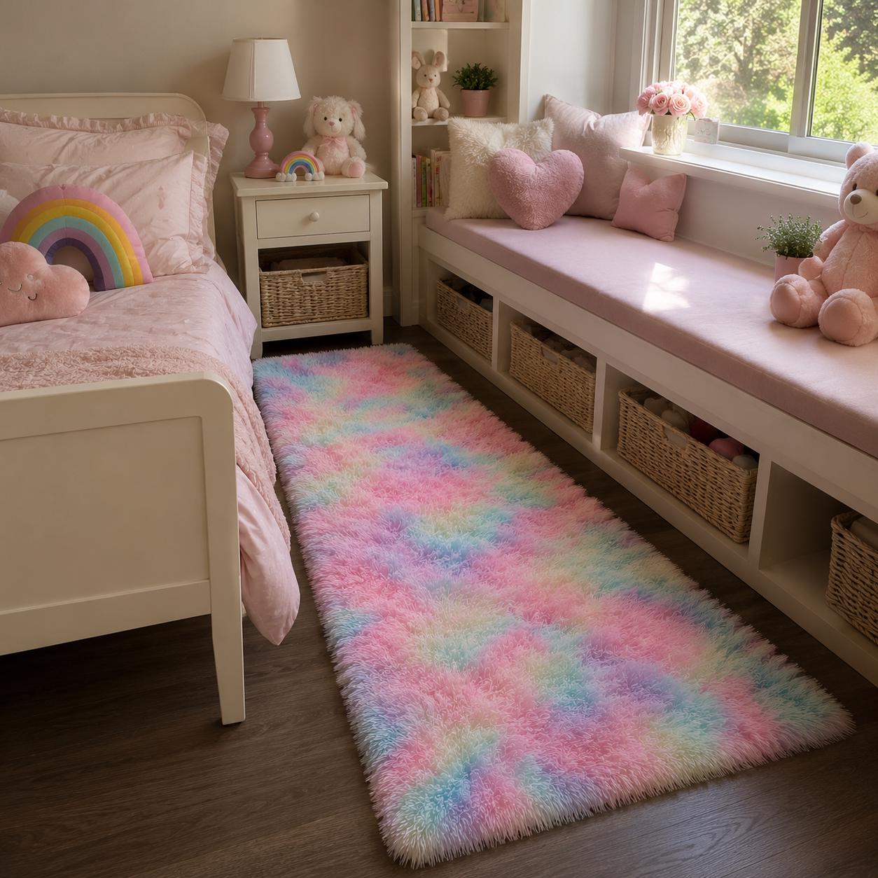 Pastel Rainbow Shag Rug for Nursery, Kids Room and Playroom product image 6