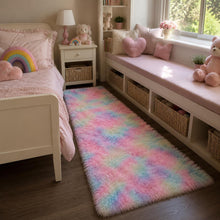 Pastel Rainbow Shag Rug: Fluffy Microfiber Nursery, Kids Room and Playroom Decor Gift