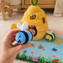 Bee Sensory Baby Toy Gift, Soft Beehive with Plush Bees, Mirror, Rattle and Crinkle