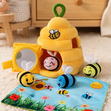 Bee Sensory Baby Toy Gift, Soft Beehive with Plush Bees, Mirror, Rattle and Crinkle