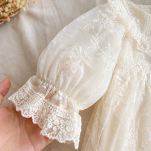 Ivory Lace Baby Romper, Long Sleeve Cotton Embroidered Outfit, Baby Shower Gift