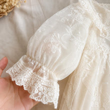 Baby Girl Ivory Lace Romper, Long Sleeve Cotton Embroidered Outfit, Vintage Baptism Coming Home Baby Shower Gift