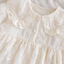 Ivory Lace Baby Romper, Long Sleeve Cotton Embroidered Outfit, Baby Shower Gift