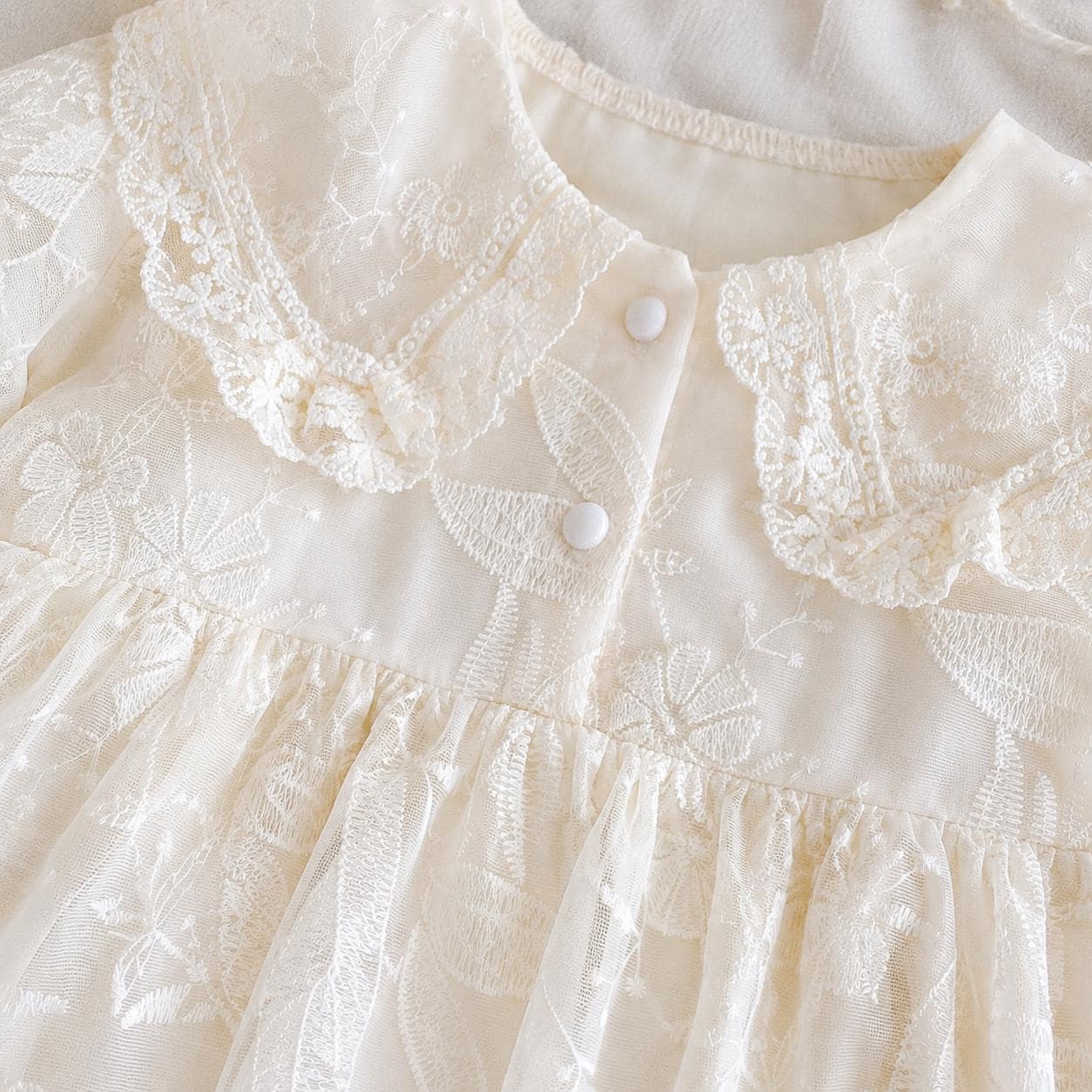 Ivory Lace Baby Girl Romper, Cotton Baptism and Coming Home Outfit product image 6