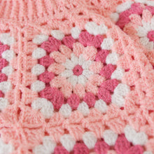 Baby Girl Crochet Sweater, Floral Granny Square Pullover, 6 Months to 3T